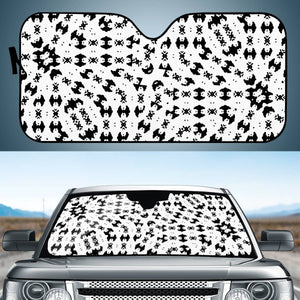 Black And White Ethnic Print Auto Sun Shades