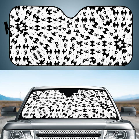 Image of Black And White Ethnic Print Auto Sun Shades