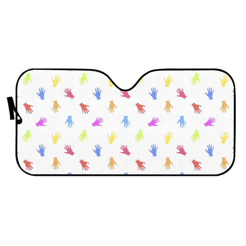 Image of Multicolored Hands Silhouette Motif Design Auto Sun Shades