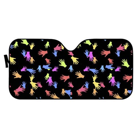 Image of Multicolored Hands Silhouette Motif Design Auto Sun Shades