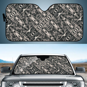 Modern Tribal Silver Ornate Pattern Print Auto Sun Shades