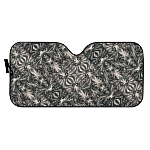 Image of Modern Tribal Silver Ornate Pattern Print Auto Sun Shades