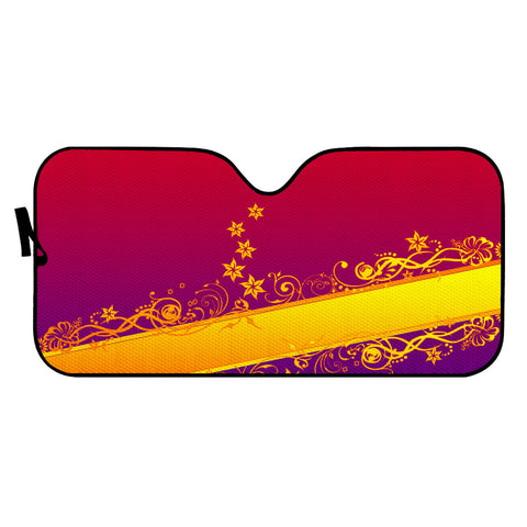 Image of Decorative Curlicue Flower Ornament Border Red Orange Purple Auto Sun Shades