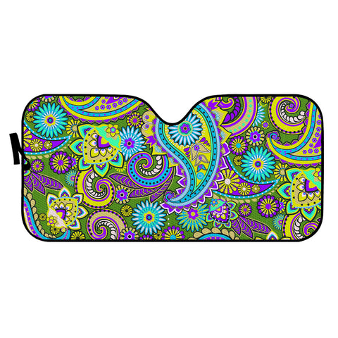 Image of Dark Multicolored Indian Paisley Pattern 2 Auto Sun Shades