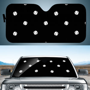 Black And White Baseball Motif Pattern Auto Sun Shades