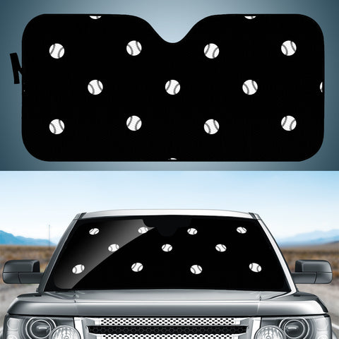 Image of Black And White Baseball Motif Pattern Auto Sun Shades