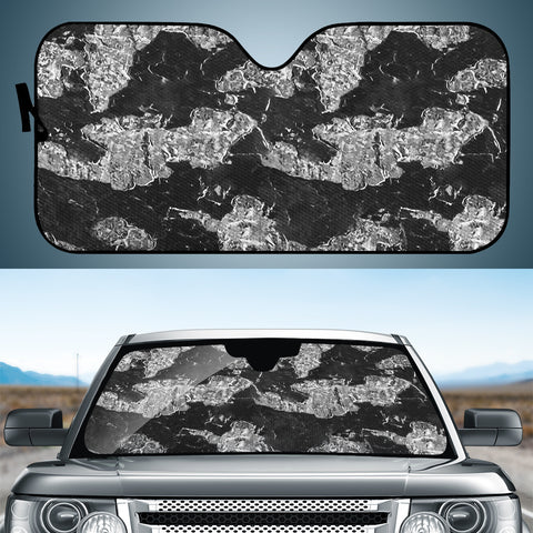 Image of Black And White Camouflage Texture Print Auto Sun Shades