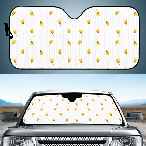 Image of Bright Rose Motif Print Pattern Auto Sun Shades