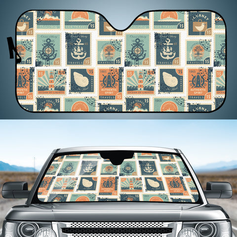 Image of Fancy Post Stamp Pattern Auto Sun Shades