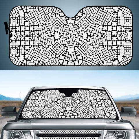 Image of Modern Black And White Geometric Print Auto Sun Shades