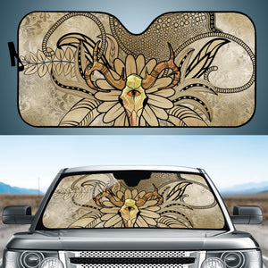 Skull With Floral Elements Auto Sun Shades