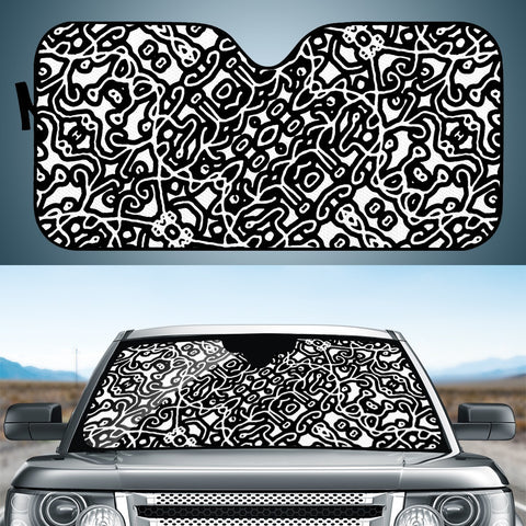 Image of Ethnic Black And White Pattern Auto Sun Shades