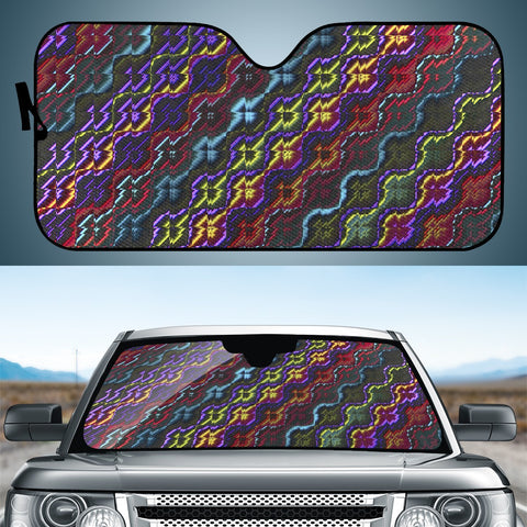 Image of Dark Multicolored Mosaic Design Pattern Auto Sun Shades