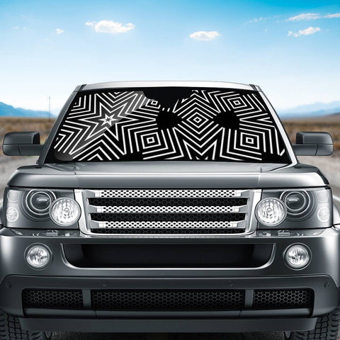 Image of Pattern Abstrait Etoiles Blanc/Noir Auto Sun Shades