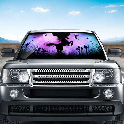 Image of Wonderful Unicorn With Fairy Auto Sun Shades