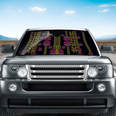 Image of Wild Flowers On Black Auto Sun Shades