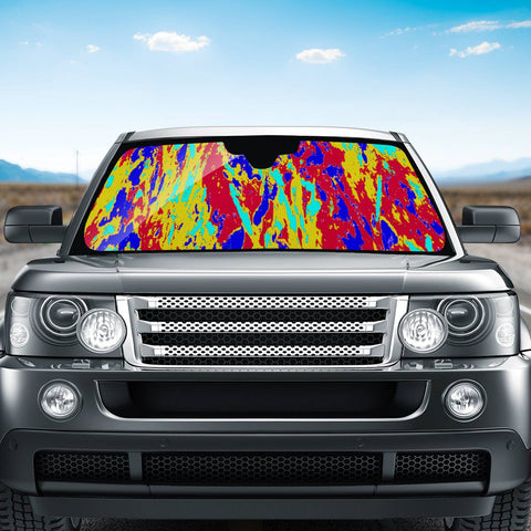 Image of Multicolored Vibrant Abstract Textre Print Auto Sun Shades