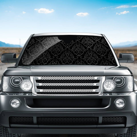 Image of Black Grey Damasks Auto Sun Shades