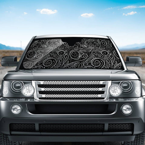 Image of Black Silver Damasks Auto Sun Shades