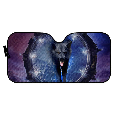 Image of Awesome Black Wolf Auto Sun Shades