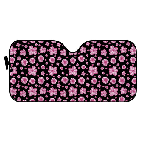 Image of Pink And Black Floral Collage Print Auto Sun Shades