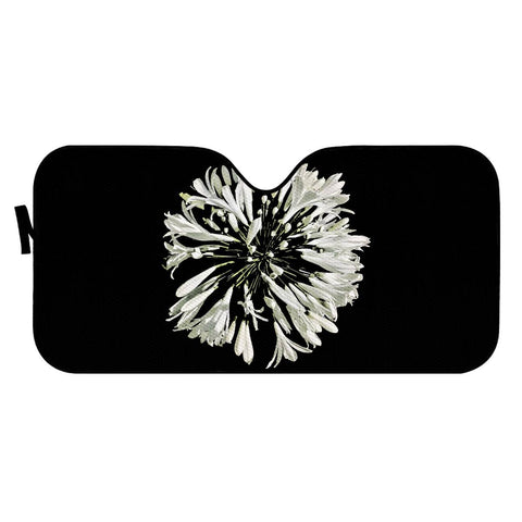 Image of White Stylized Radial Flower Artwork Auto Sun Shades