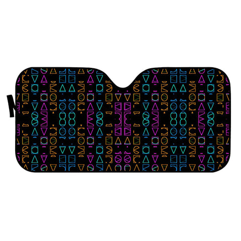 Image of Neon Geometric Print Pattern Auto Sun Shades