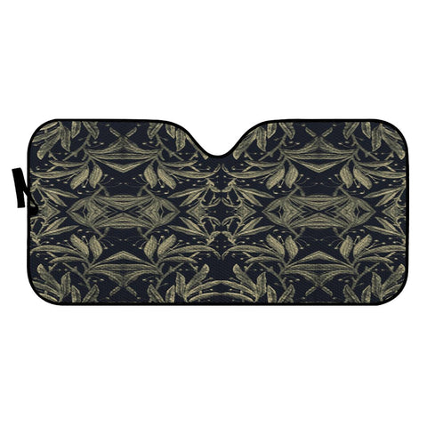 Image of Stylized Golden Ornate Nature Motif Print Auto Sun Shades