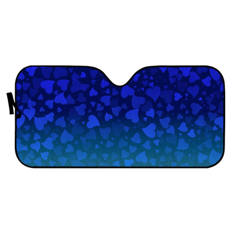 Image of Hearts On Blue Green Background Auto Sun Shades