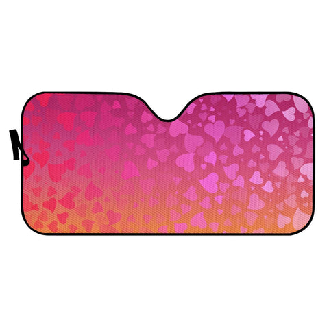 Image of Hearts On Pink Orange Background Auto Sun Shades