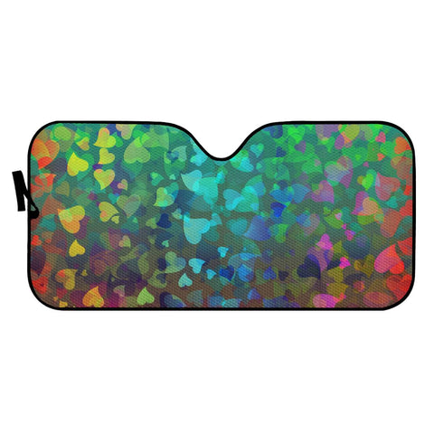 Image of Hearts Colors On Red Green Auto Sun Shades