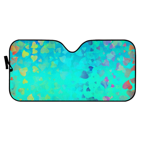 Image of Hearts Colors On Green Auto Sun Shades