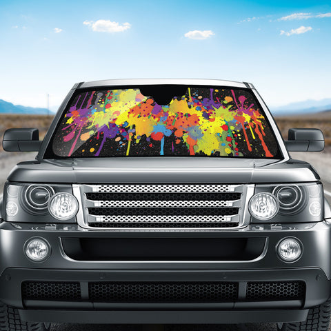 Image of Crazy Multicolored Double Running Splashes Auto Sun Shades
