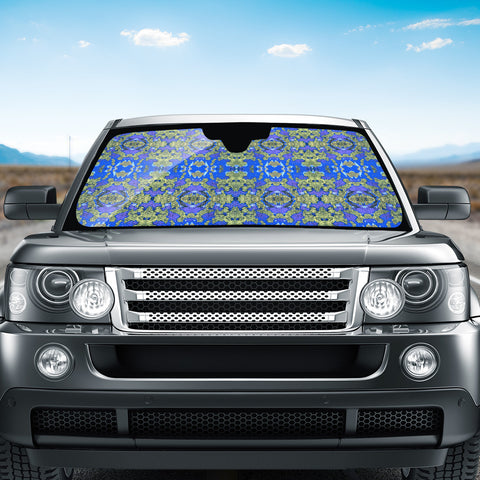 Image of Gold And Blue Fancy Ornate Pattern Auto Sun Shades