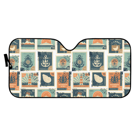 Image of Fancy Post Stamp Pattern Auto Sun Shades