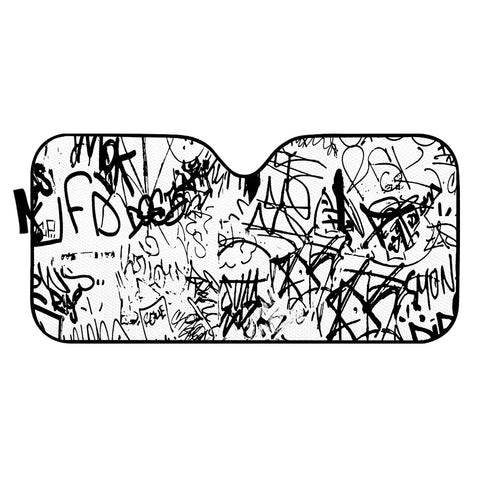 Image of Black And White Graffiti Abstract Collage Print Pattern Auto Sun Shades