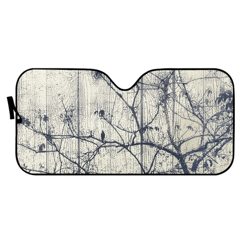 Image of Black And White Botanical Motif Artwork Auto Sun Shades