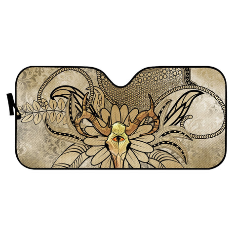 Image of Skull With Floral Elements Auto Sun Shades