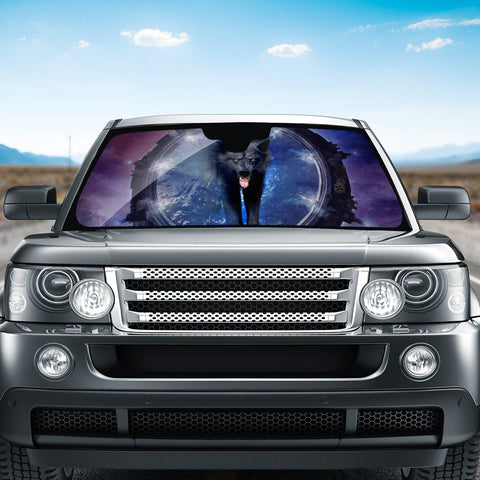 Image of Awesome Black Wolf Auto Sun Shades