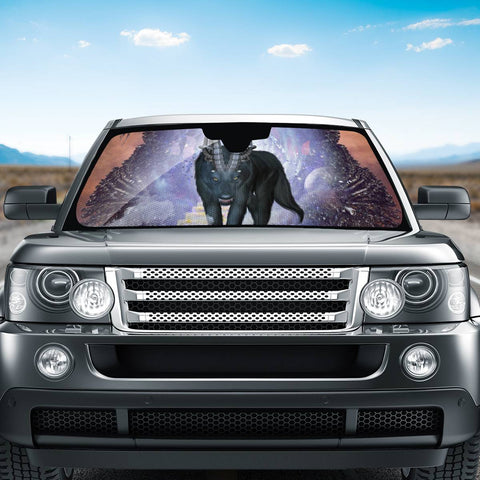 Image of Awesome Black Wolf Auto Sun Shades