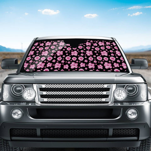 Image of Pink And Black Floral Collage Print Auto Sun Shades