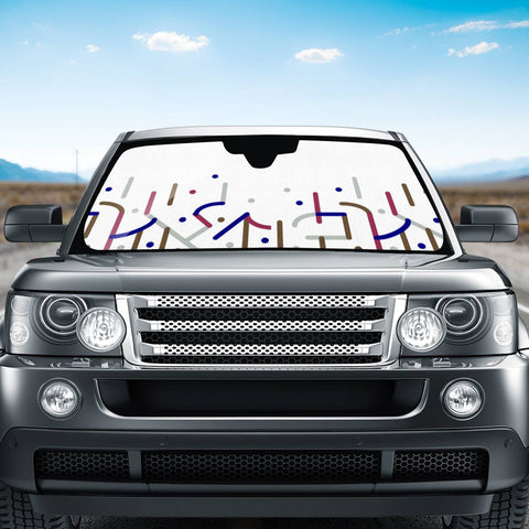 Image of Lines And Dots Motif Geometric Print Auto Sun Shades