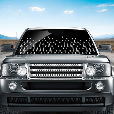 Image of Black And White Matrix Patterned Design Auto Sun Shades