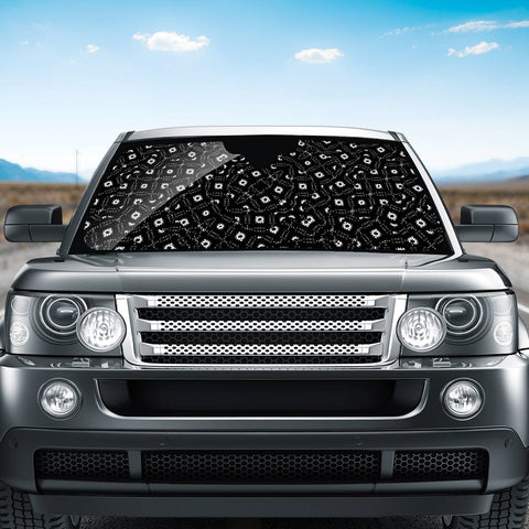 Image of Black And White Intricate Geometric Print Auto Sun Shades