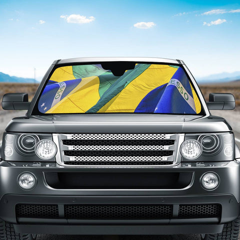 Image of Brazil Flags Waving Pattern Auto Sun Shades