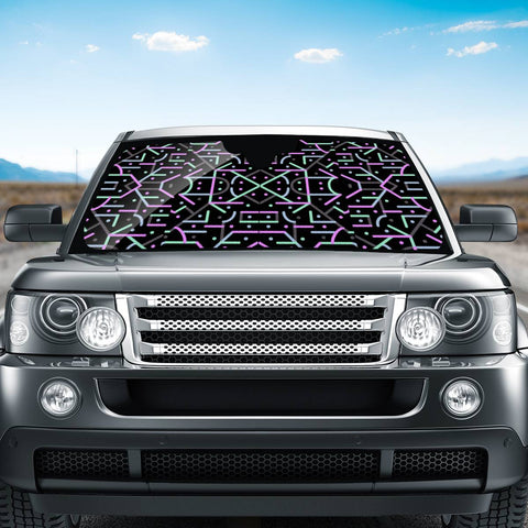 Image of Futuristic Linear Geometric Pattern Auto Sun Shades