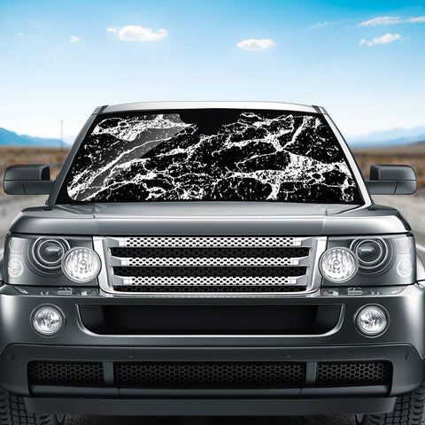 Image of Black And White Abstract Textured Print Auto Sun Shades