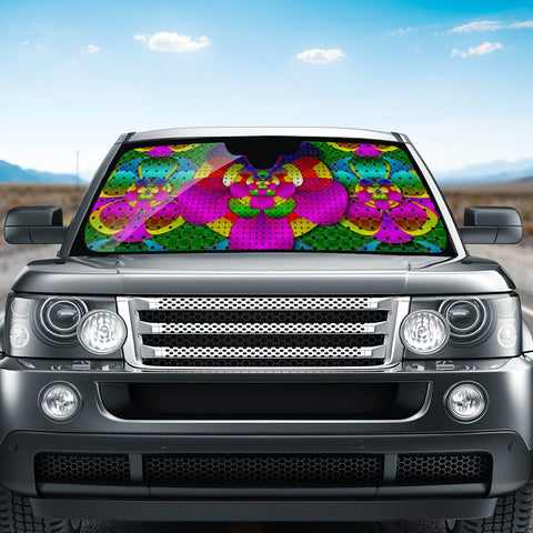 Image of Flowers Will Give Power Ornate Pop-Art Auto Sun Shades