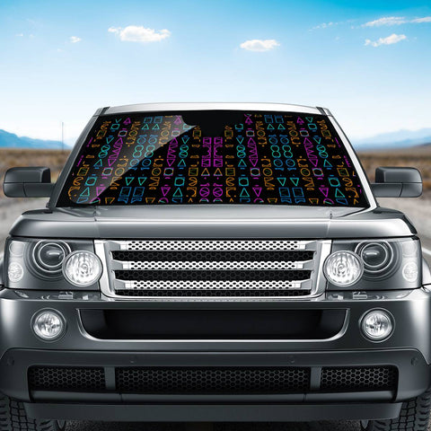 Image of Neon Geometric Print Pattern Auto Sun Shades