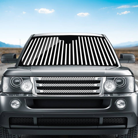 Image of Black And White Vertical Stripes Auto Sun Shades